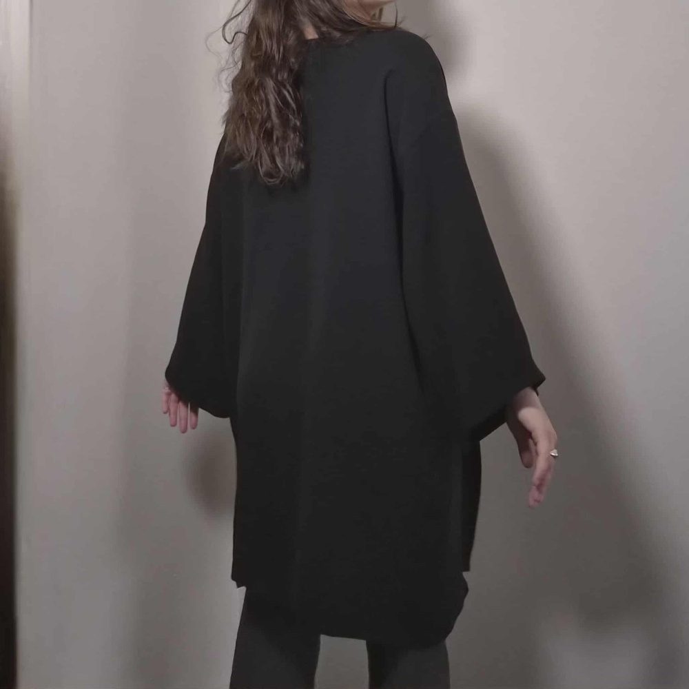 Zoran Vintage Dense Durable Heavyweight 100% Italian Silk Long Draped Cardigan L - Picture 7 of 13